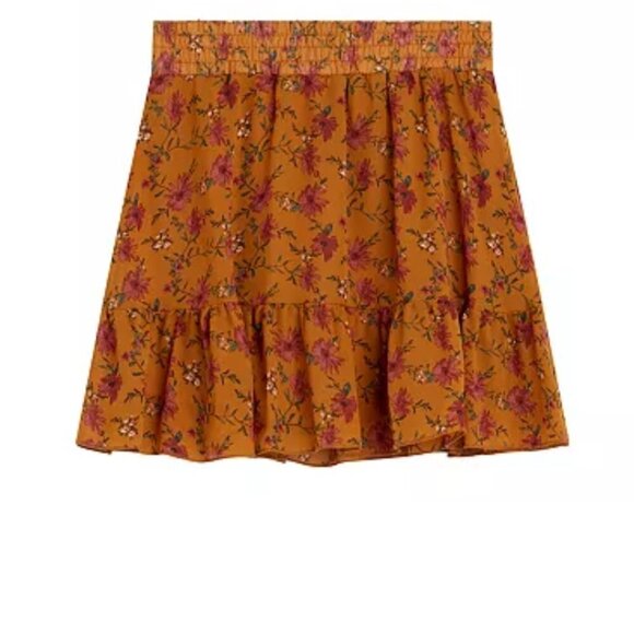 Beautees Girl's Size XL (16) Rust Floral Print Ruffle Hem Skirt - Picture 1 of 8